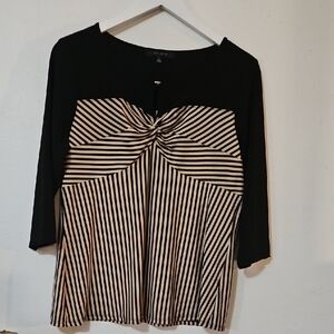 Chic Black and Cream Striped Blouse